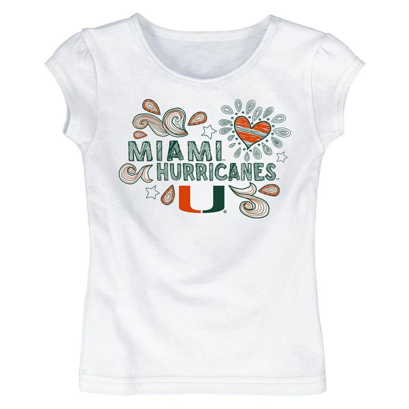 NCAA Miami Hurricanes Toddler Girls&#39; White T-Shirt, 1 of 2