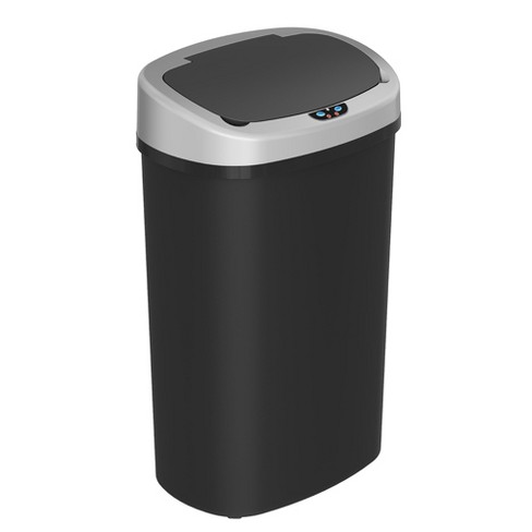 iTouchless 13 Gallon Sensor Kitchen Trash Can with Lid and Odor Filter, Black, Plastic Durable Dent-Proof Plastic Garbage Bin Automatic Waste Basket - image 1 of 4