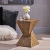 CAVINAS Twisted Hourglass Outdoor Patio Side Table, Hand-Painted Wood-Like Finish Outdoor Accent Tables, Lightweight Concrete Outdoor End Table - 2 of 4