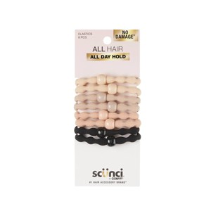 scünci No Damage Beaded Hair Elastics - Tan/Beige/Pink/Black - 8pk - 1 of 4