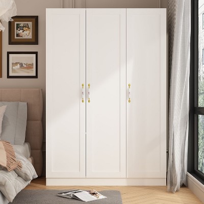 FUFU&GAGA White Armoires With Hanging Rods Storage Cabinet