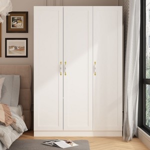 FUFU&GAGA White Armoires With Hanging Rods Storage Cabinet - 1 of 4