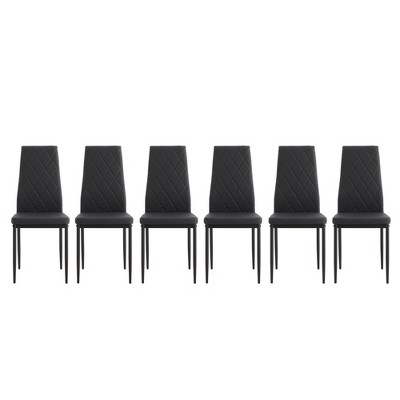 Okak Modern Style Dining Chairs Set of 4, Comfortable PU Leather Upholstery Kitchen Side Chairs with Silver Chrome Plated for Dining Table
