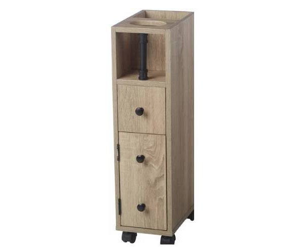 Industrial Pipe Mobile Storage Organizer Antique Wood - Neu Home