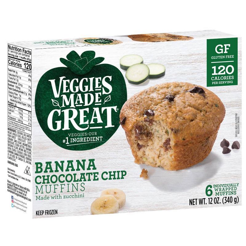Garden Lites Gluten Free Veggies Made Great Frozen Banana Chocolate Chip Muffins - 12oz/6ct, 1 of 8