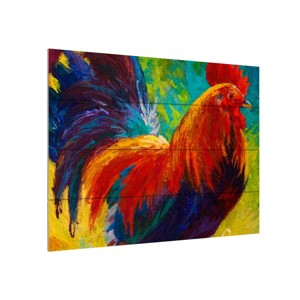 Trademark Fine Art -Marion Rose 'Hot Shot Rooster' Wood Slat Art - 1 of 4