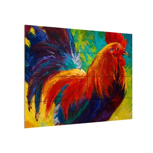 Trademark Fine Art -Marion Rose 'Hot Shot Rooster' Wood Slat Art - image 1 of 4