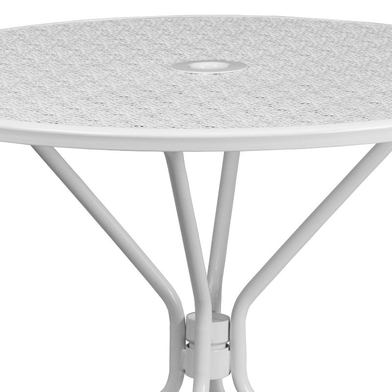 Emma and Oliver Commercial Grade 35.25" RD Indoor-Outdoor Steel Patio Table - Umbrella Hole, 5 of 8