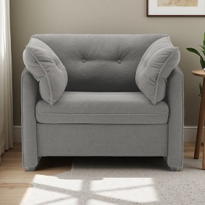 Oversized Warp Knitting Fabric Armchair with Removable Cushions and High Backrest - 1 of 4