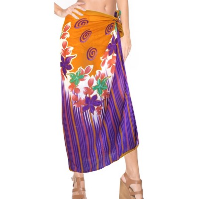 LA LEELA Women's Beachwear Summer Bikini Wraps Beach Wrap Coverups Sarong Swim Cover Up Swimwear Swimsuit Coverups for Women One Size Purple,Floral