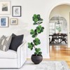 Fiddle Leaf Fig Artificial Tree with White Planter, Fake Rubber Tall Fake Floor Plant In Pot - Artificial Trees for Home Office Living Room Decor - 4 of 4