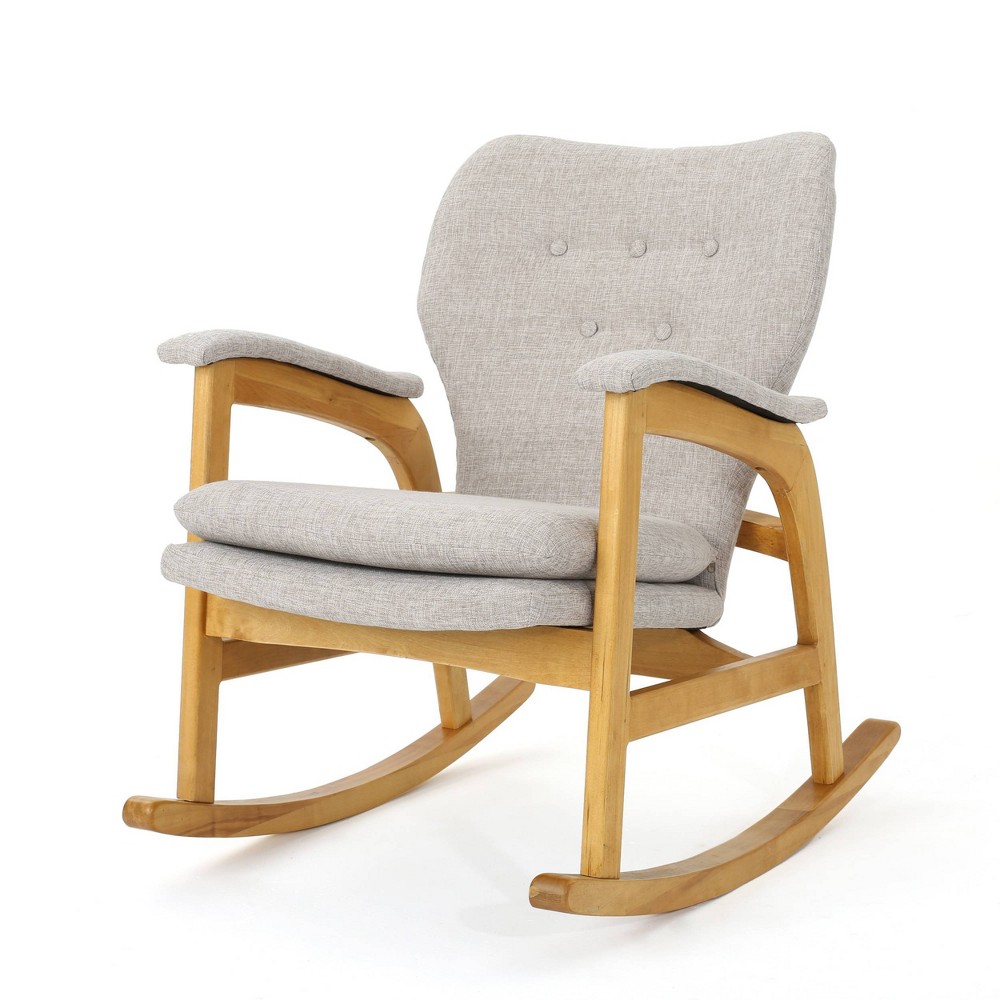 Photos - Rocking Chair Braant Mid-Century Fabric Rocker Wheat - Christopher Knight Home