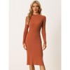 Allegra K Women's Slde Slit Mock Neck Ribbed Sweater Bodycon Midi Dress - 3 of 4