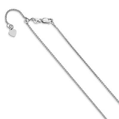 Black Bow Jewelry 1.2mm 14K White Gold Adjustable D/C Loose Rope Chain Necklace