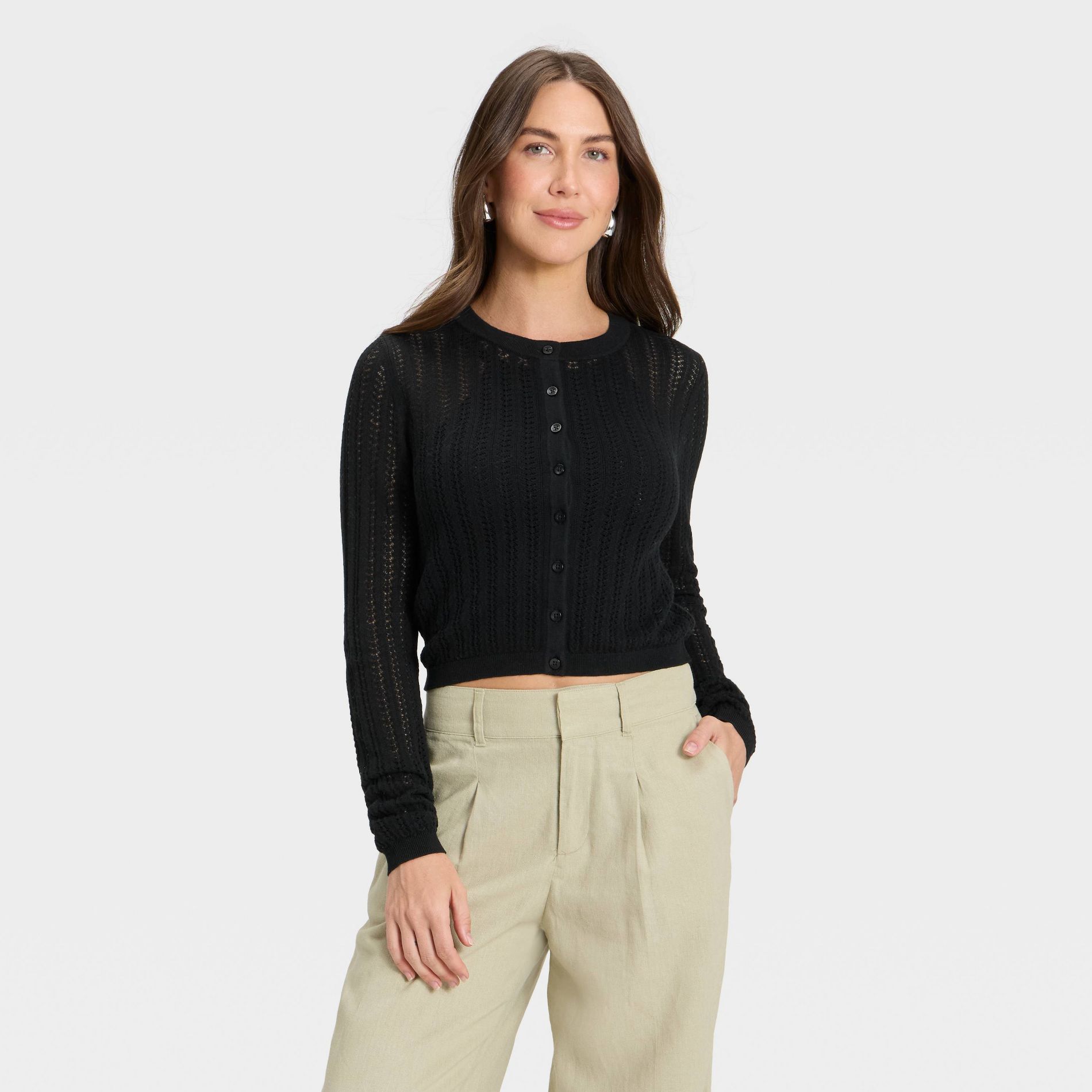 Women's Pointelle Cardigan - A New Day™