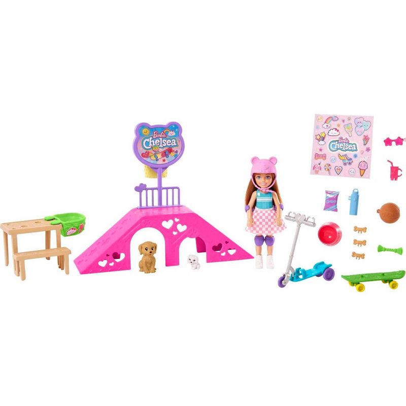 Barbie Chelsea Doll and Accessories Skatepark Playset with 2 Puppies and 15+ pc, 5 of 8
