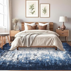 Acekool 6x9 Abstract Area Rug, Ultra-Soft Modern Carpet, Stain Resistant, Non Slip Low Pile Mat, Easy Washable for Living Room, Office, Grey - 1 of 4