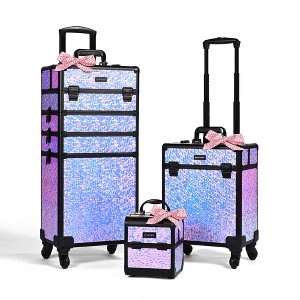 Byootique Rolling Makeup Train Case 3-Piece Cosmetic Organizer Kit - 1 of 4