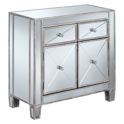 Gold Coast Vineyard 2 Drawer Mirrored Hall Table Weathered White - Breighton Home