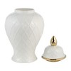 Sagebrook Home 20" Temple Jar with Lid - Ceramic White and Gold Rope Lined Decorative Stoneware for Home, Office, Gift Idea - 2 of 4