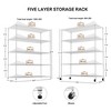 5 Tier Storage Rack Metal Shelf Wire Shelving Unit, Heavy Duty Adjustable Storage Rack with Wheels & Shelf Liners - 2 of 4