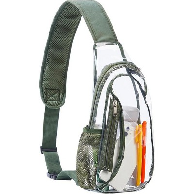 Clear Crossbody Bag, Stadium Approved PVC Crossbody Backpack, Clear Casual Chest Daypack for Hiking, Stadium or Concerts