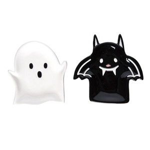 Transpac Dolomite Bat and Ghost Spoon Rest Set of 2 for Halloween Kitchen Decor, Fun and Functional Cooking Accessories - 1 of 4