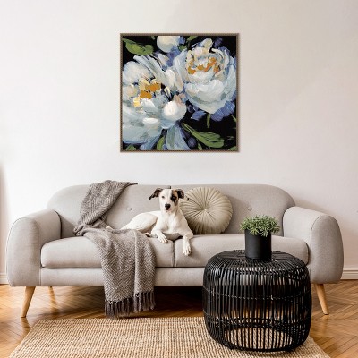 Beaded Bronze Framed Impressionist Peony Canvas Wall Art