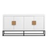 Sideboard Buffet Cabinet, Kitchen Pantry Storage Cabinet with Adjustable Shelves, 4 Doors, Iron Legs, Media Console for Dining Room Living Room - 3 of 4