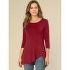 Allegra K Women's 3/4 Sleeve Round Neck Button Decor Casual Stretchy Tunic Tops - 4 of 4