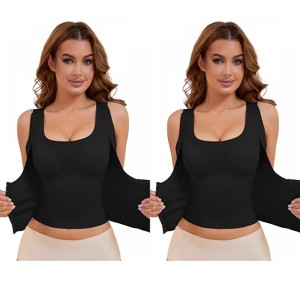 INSPIRE CHIC 2 Pcs Women's Front Hooks Closure Tummy Control Slimming Tops with Built-in Bra Body Shapers - 1 of 4