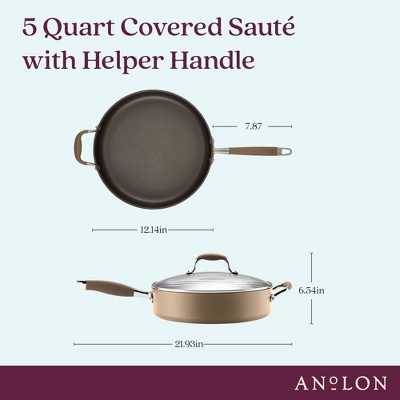 Anolon Advanced Home 5qt Covered Saute with Helper Handle Bronze - Thumbnail 5