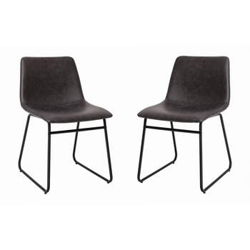 Emma and Oliver 18 Inch Indoor Dining Table Chairs, LeatherSoft Upholstery-Set of 2
