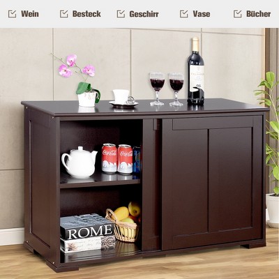 Dark Brown Painted Composite Wood Kitchen Storage Cabinet