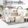 LunaLulinlk Stainless Steel Roll-Up Dish Drying Rack Marble Color Silicone Edges, Foldable Kitchen Rack Heat Resistant Trivet (17.7"x12.5")，Marble - 3 of 4