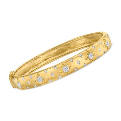 Ross-Simons 0.20 ct. t.w. Diamond Cluster Bangle Bracelet in 18kt Gold Over Sterling