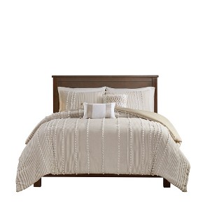 Gracie Mills Randall 3-Piece Chic Farmhouse Chenille Stripe Cotton Duvet Cover Set - 1 of 4