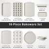 Itopfox 10-Piece Nonstick Bakeware Set with Silicone Handles, Includes Cookie Sheets, Cake Pan, Loaf Pan, Pizza Pan, Muffin Pan, White - 3 of 4