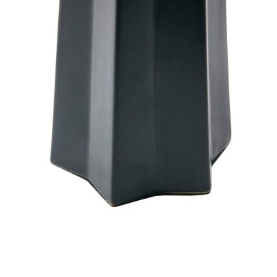 Athena Matte Black Geometric Ceramic Table Lamp with Drum Shade