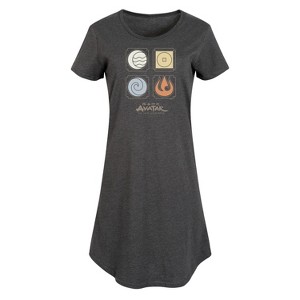 Women's - Avatar: The Last Airbender - Nations Symbols Graphic T-shirt Dress - 1 of 4