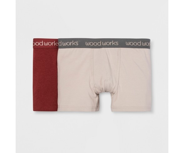 Men's Wood Works 2pk Boxer Briefs - Red/Tan XL