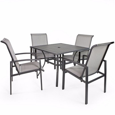 Vienna Gray 5-Piece Outdoor Patio Dining Set with Mesh Chairs