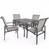 Barton 5Pcs Outdoor Set Mesh High Back Seat Patio Dining Sling Chairs Table Grey - 2 of 4