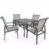 Barton 5Pcs Outdoor Set Mesh High Back Seat Patio Dining Sling Chairs Table Grey - image 2 of 4