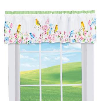 Collections Etc Colorful Birds on Flowering Branch Printed Window Valance 70" WIDE