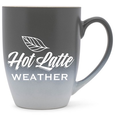 Elanze Designs Hot Latte Weather Two Toned Ombre Matte Gray and White 12 ounce Ceramic Stoneware Coffee Cup Mug