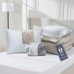 Nestl Comforter Set, 9 Piece Pinch Pleated Bedding Set, Bed in a Bag, All season Bed Set with Cooling Pillows - 1 of 4