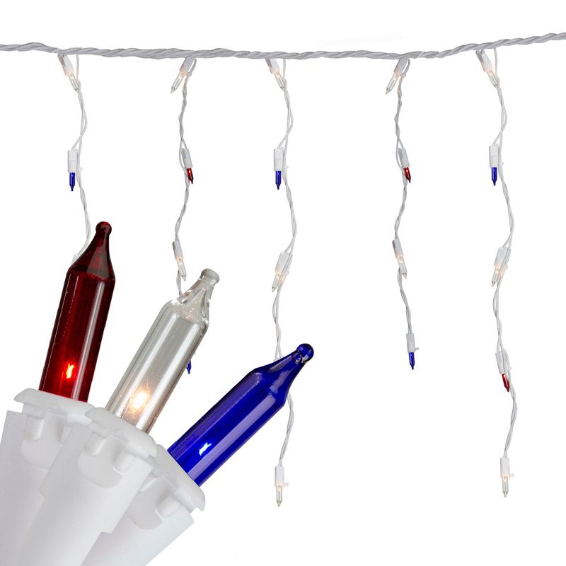 Northlight 105ct Red, Clear and Blue Christmas Mini Icicle Lights - 6.5ft, White Wire, 2 of 5