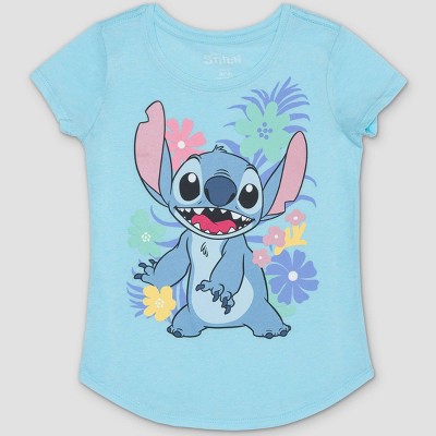 Girls' Lilo & Stitch Short Sleeve Graphic T-Shirt - Blue M