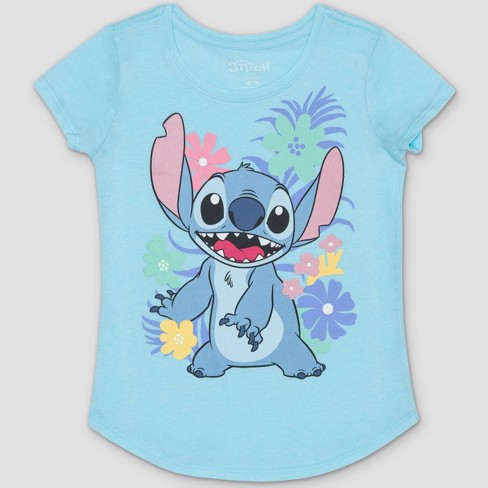 Girls' Lilo & Stitch Short Sleeve Graphic T-Shirt - Blue XS